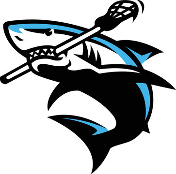 Mascot Design of a Shark holding a lacrosse stick
