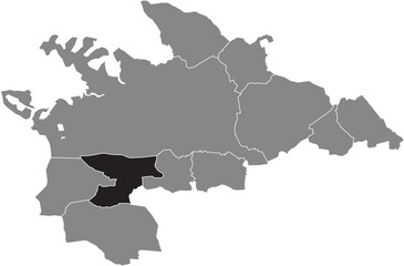Black flat blank highlighted location map of the PFAFFENWEILER QUARTER inside gray administrative map of VILLINGEN-SCHWENNINGEN, Germany
