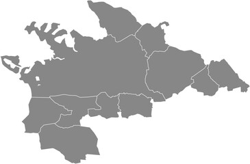 Gray flat blank vector administrative map of VILLINGEN-SCHWENNINGEN, GERMANY with black border lines of its quarters