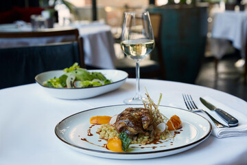 excellent food served on a white background