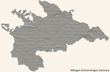 Fototapeta premium Topographic relief map of the town of VILLINGEN-SCHWENNINGEN, GERMANY with black contour lines on vintage beige background