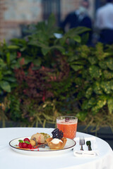 excellent food served on a white background