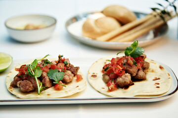 excellent food served on a white background