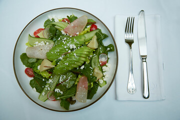 excellent food served on a white background