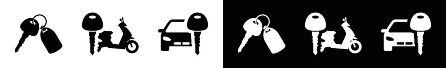 Motorcycle keys and car keys buttons icon vector. Motor vehicle keys button icon for apps and websites, symbol illustration
