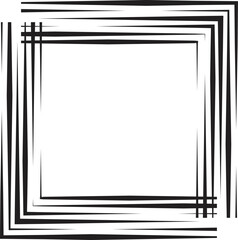 Obraz premium Rectangle Logo with lines.Square unusual icon Design .Black Vector stripes .Geometric shape. Photo border frame