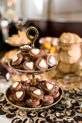 Chocolate covered Oreo cookies with with white chocolate heart