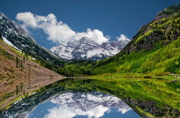 Reflections in water in Colorado mountains