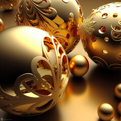 Shining golden 3D rendering christmas