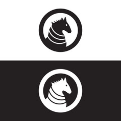 Circle horse animal logo template design . icon logo . silhouette logo 