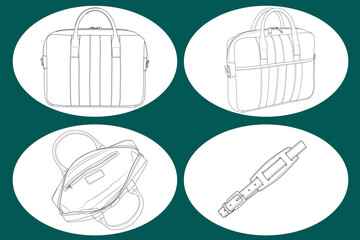 Wool Briefcase Outline Vector Template 