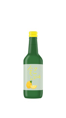 Jinro Chamisul Lemonade Soju bottle or Korean alcohol Soju(Chamisul) concept vector illustration, PNG transparent background 