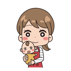 Illustration of a woman raising a child.