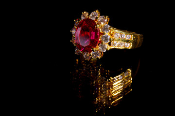 Ruby and diamond gold ring