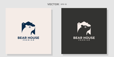 Bear with house logo - icon vector illustration