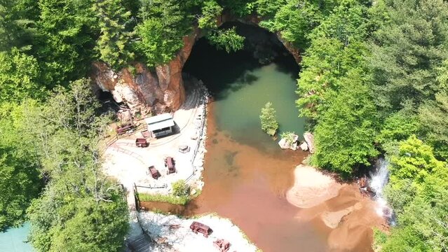 Gold Mine In Smoky Mountains, Aerial Video Recorded In Summer Time