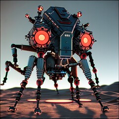 Fototapeta premium Alien insectoid robots race pack . Generative AI