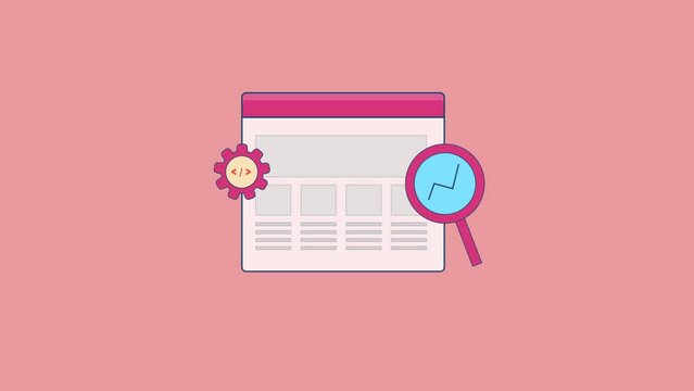 Optimize website meta data code for SEO indexing and ranking concept, animation video clip.