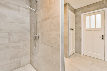 a walk in shower that is very clean and ready to use as an accent for your bathroom or master...