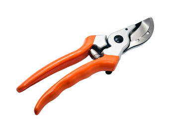 The bypass pruner for pruning branches with red handles isolated on white background