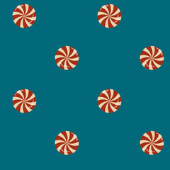 Seamless pattern of Christmas lollipop on blue background
