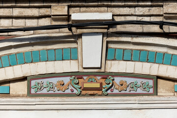 detail of the facade of a seaside villa in the town of Malo les Bains, District of Dunkirk - obrazy, fototapety, plakaty