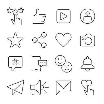 Brand ambassador line icons. Influence people, Megaphone and Representative. Social Media influencer marketing person. Linear set. Vector