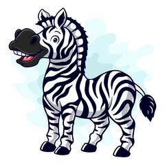 Naklejka na ściany i meble Cartoon funny zebra isolated on white background