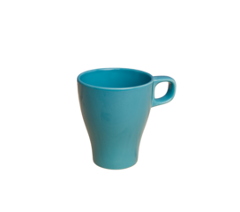 Blue cup isolated on white background