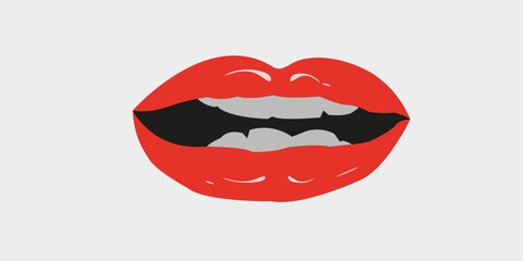 Printimage of blushing lips on a white background