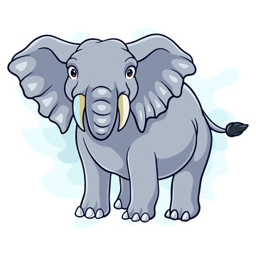 Cartoon funny african elephant isolated on white background