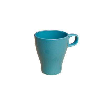 Blue cup isolated on white background