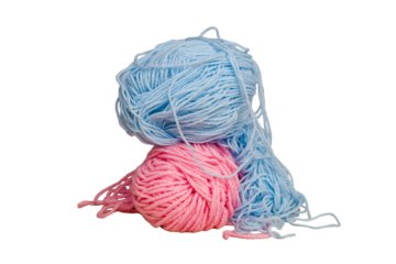 Wool yarn isolated on white background .