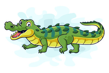 Cartoon funny crocodile isolated on white background