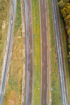 drone aerial view of the access roads and a freeway © Vic
