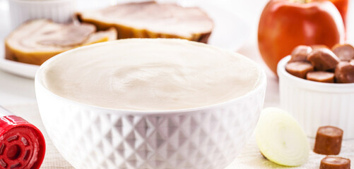 bowl of lard with pork fat, pork fat used as a cooking ingredient