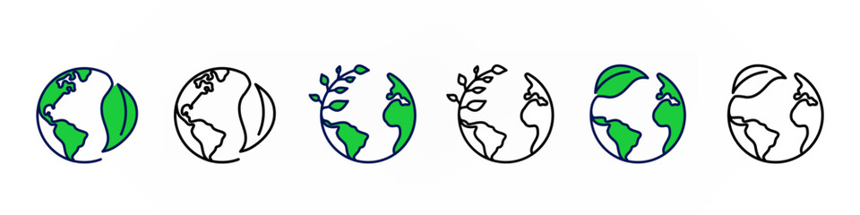 Earth with leaf icon over white background illustration, eco concept sign
