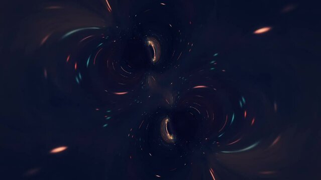 Abstract cyclone rotating swirl patern with particle on black background