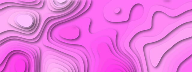 Luxury pink abstract papercut background with 3d geometry circles.
Abstract light and dark bright pink wavy shapes paper cut background with empty place for text.