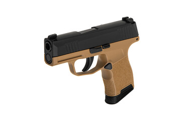 Modern semi-automatic pistol isolate on a white background. Armament for the army and police....