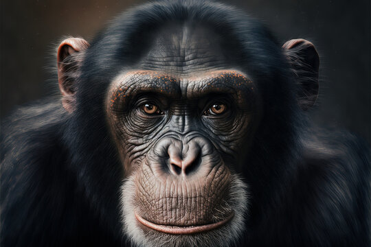 ai generated midjourney illustration of chimpanzee portrait