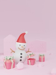 3D rendering Christmas decoration with pastel colored