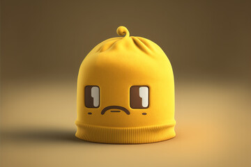 Fototapeta premium depressed yellow beanie with a sad mood, generative ai technology