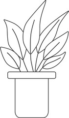 Minimal style potted plants, drawing for coloring.