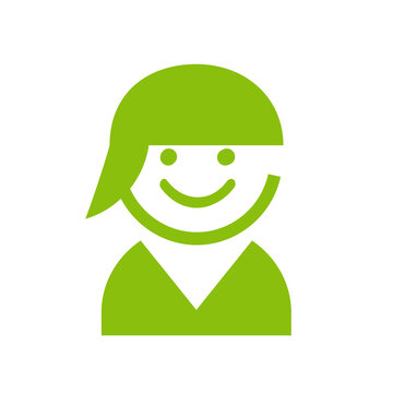 Cute green boy, smiling face, avatar for children, illustration over a transparent background, PNG image

