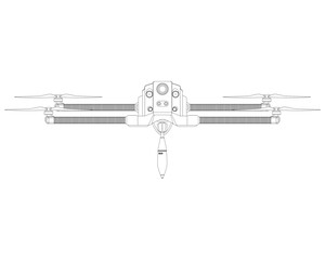 Military Drone with Bomb Coloring Book. Missile strikes. Air rocket,