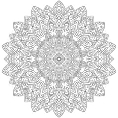 Circular Mandala pattern for tattoo, decoration premium product poster or painting. Decorative ornament in ethnic oriental style. Outline doodle hand draw illustration.
