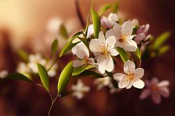 Spring blossom warming sunlight background Generative AI
