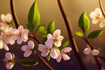 Spring blossom warming sunlight background Generative AI