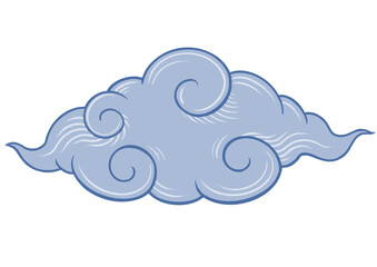 Blue oriental cloud illustration. Chinese element.